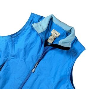 VTG LL Bean Womens L Blue Full Zip Fleece Vest Gorpcore Hiking Camping